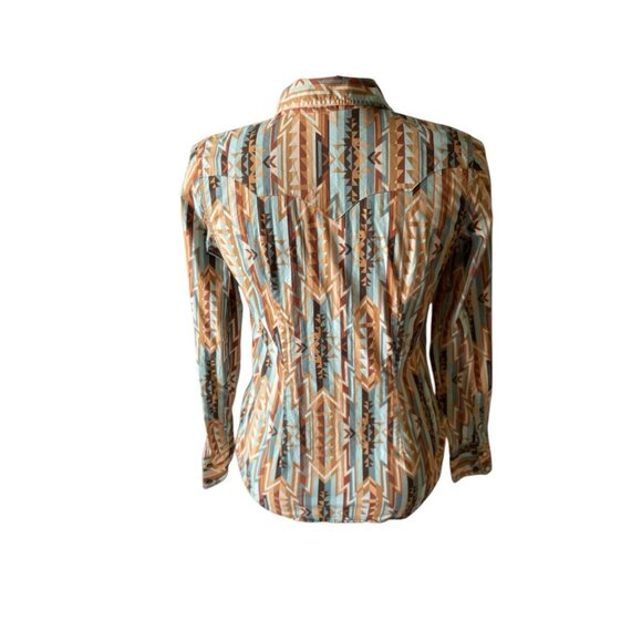 Rodeo Western Aztec Snap Shirt With Long Sleeves Snap Closures Size S - Picture 3 of 9